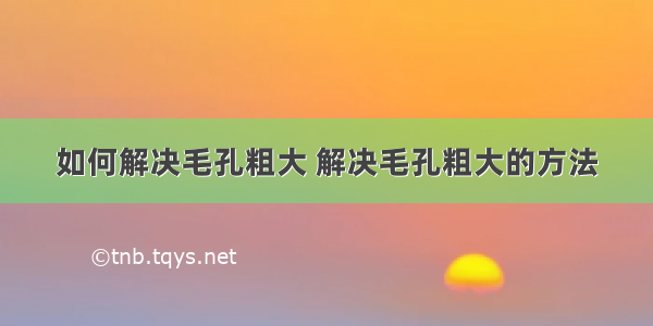 如何解决毛孔粗大 解决毛孔粗大的方法