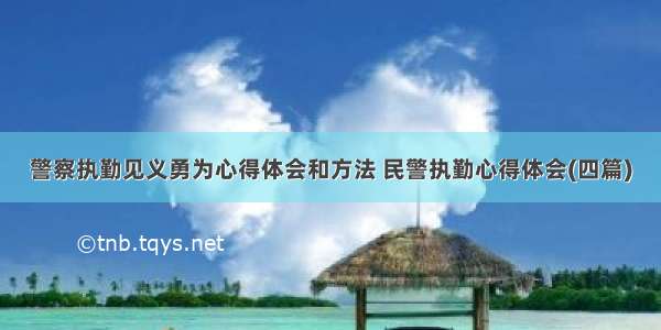 警察执勤见义勇为心得体会和方法 民警执勤心得体会(四篇)