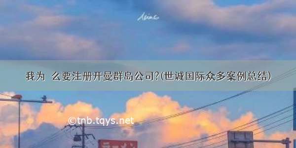 我为什么要注册开曼群岛公司?(世诚国际众多案例总结)