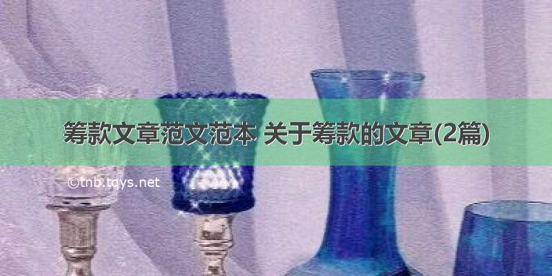 筹款文章范文范本 关于筹款的文章(2篇)