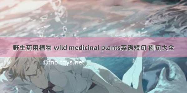 野生药用植物 wild medicinal plants英语短句 例句大全