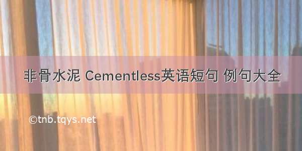 非骨水泥 Cementless英语短句 例句大全