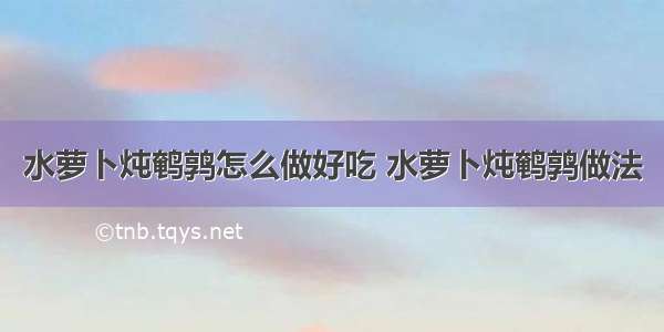 水萝卜炖鹌鹑怎么做好吃 水萝卜炖鹌鹑做法