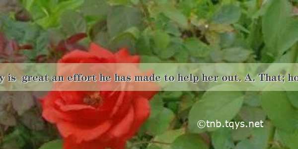 he wants to say is  great an effort he has made to help her out. A. That; howB. What; wha