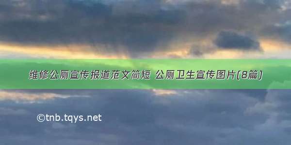 维修公厕宣传报道范文简短 公厕卫生宣传图片(8篇)