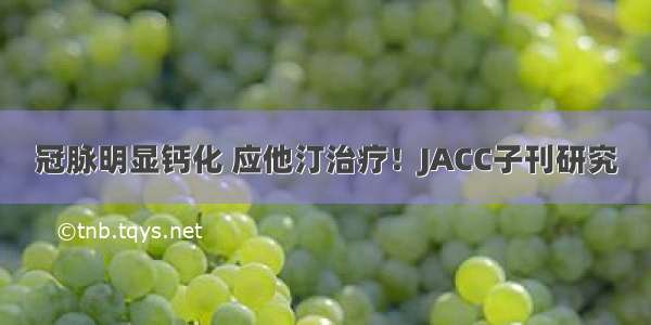 冠脉明显钙化 应他汀治疗！JACC子刊研究