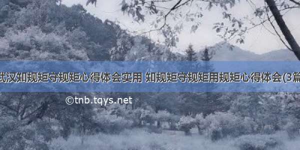 武汉知规矩守规矩心得体会实用 知规矩守规矩用规矩心得体会(3篇)