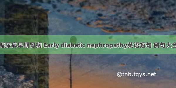 糖尿病早期肾病 Early diabetic nephropathy英语短句 例句大全