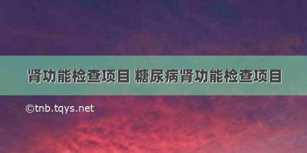 肾功能检查项目 糖尿病肾功能检查项目