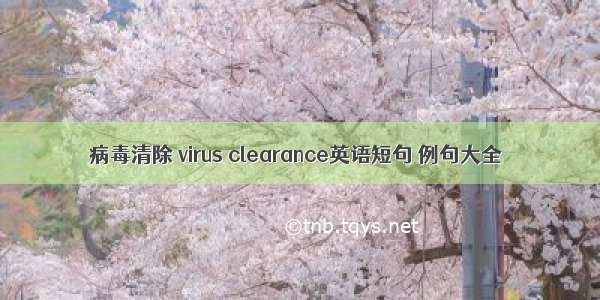 病毒清除 virus clearance英语短句 例句大全