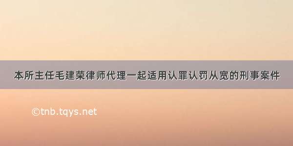 本所主任毛建荣律师代理一起适用认罪认罚从宽的刑事案件