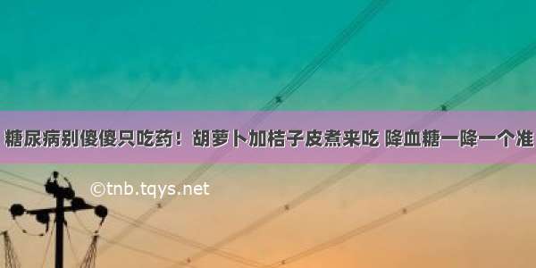 糖尿病别傻傻只吃药！胡萝卜加桔子皮煮来吃 降血糖一降一个准