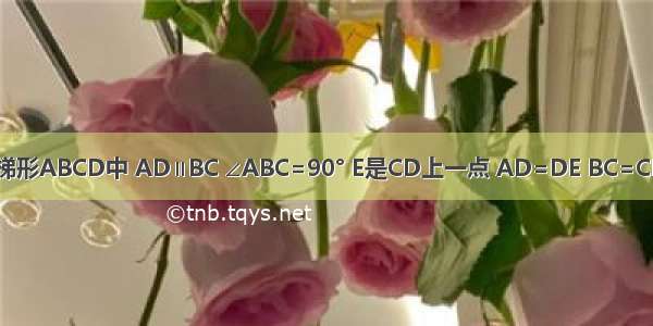 如图 在直角梯形ABCD中 AD∥BC ∠ABC=90° E是CD上一点 AD=DE BC=CE F是AB的中