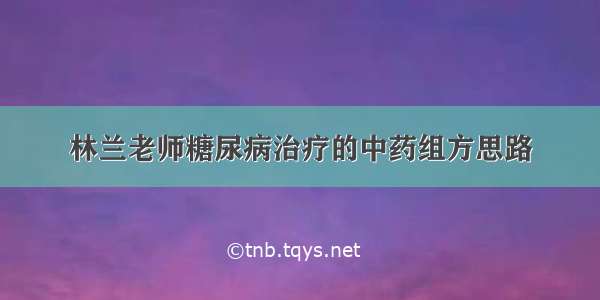 林兰老师糖尿病治疗的中药组方思路