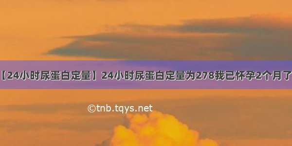 【24小时尿蛋白定量】24小时尿蛋白定量为278我已怀孕2个月了...