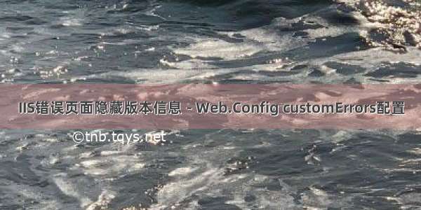 IIS错误页面隐藏版本信息 - Web.Config customErrors配置