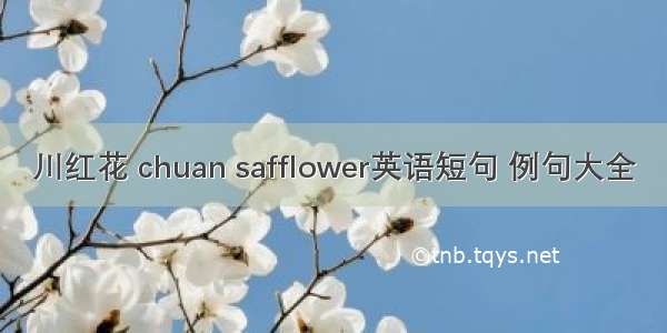 川红花 chuan safflower英语短句 例句大全