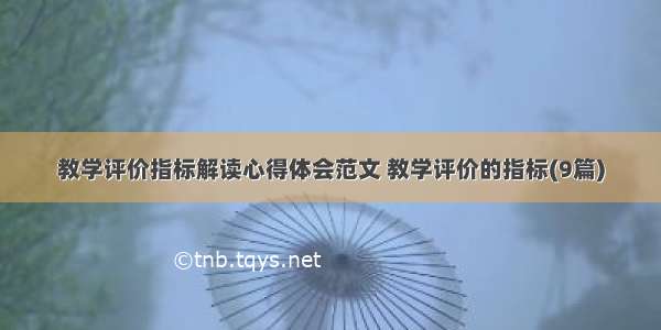 教学评价指标解读心得体会范文 教学评价的指标(9篇)