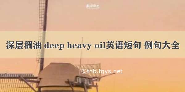 深层稠油 deep heavy oil英语短句 例句大全