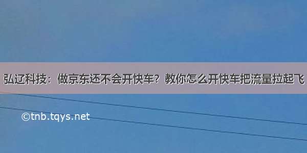 弘辽科技：做京东还不会开快车？教你怎么开快车把流量拉起飞