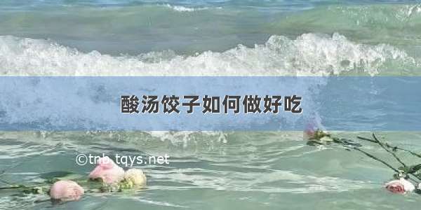 酸汤饺子如何做好吃