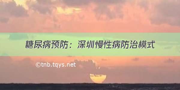 糖尿病预防：深圳慢性病防治模式