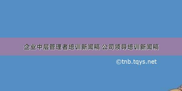 企业中层管理者培训新闻稿 公司领导培训新闻稿