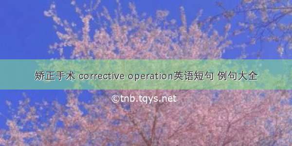 矫正手术 corrective operation英语短句 例句大全