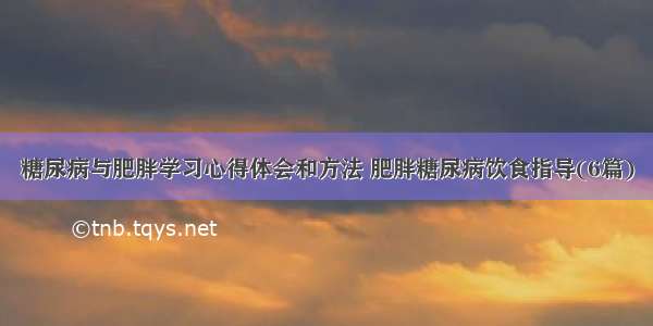 糖尿病与肥胖学习心得体会和方法 肥胖糖尿病饮食指导(6篇)