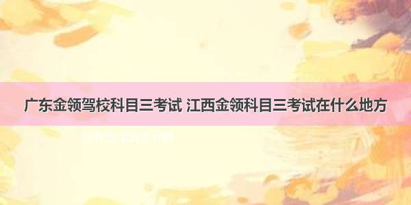 广东金领驾校科目三考试 江西金领科目三考试在什么地方