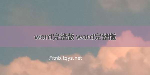 word完整版 word完整版