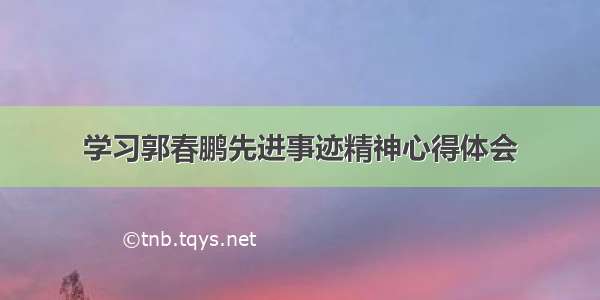 学习郭春鹏先进事迹精神心得体会