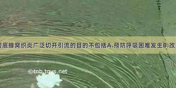 腐败坏死性口底蜂窝织炎广泛切开引流的目的不包括A.预防呼吸困难发生B.改变厌氧环境C.