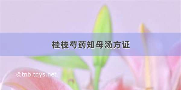 桂枝芍药知母汤方证