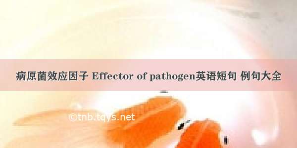 病原菌效应因子 Effector of pathogen英语短句 例句大全