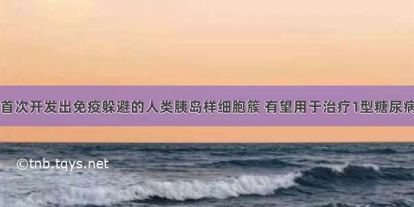 首次开发出免疫躲避的人类胰岛样细胞簇 有望用于治疗1型糖尿病