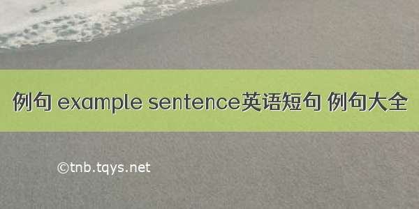 例句 example sentence英语短句 例句大全