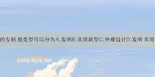 中医药相关的专利 按类型可以分为A.发明B.实用新型C.外观设计D.发明 实用新型E.发明