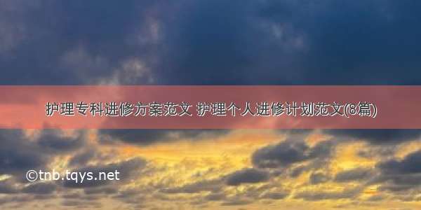 护理专科进修方案范文 护理个人进修计划范文(8篇)