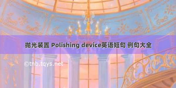 抛光装置 Polishing device英语短句 例句大全