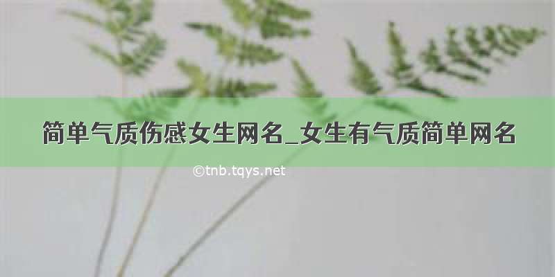 简单气质伤感女生网名_女生有气质简单网名