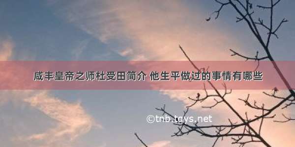 咸丰皇帝之师杜受田简介 他生平做过的事情有哪些