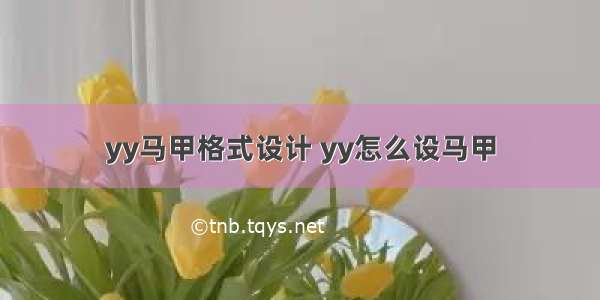 yy马甲格式设计 yy怎么设马甲