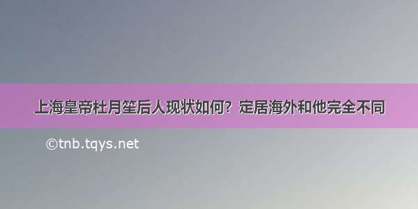 上海皇帝杜月笙后人现状如何？定居海外和他完全不同