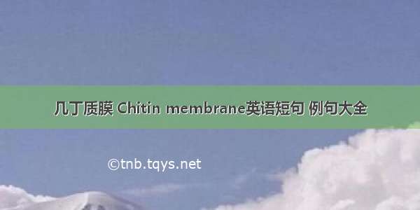 几丁质膜 Chitin membrane英语短句 例句大全