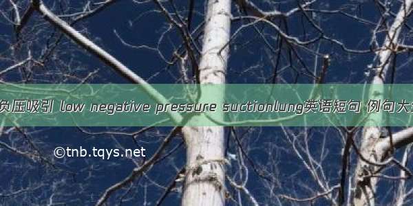 低负压吸引 low negative pressure suctionlung英语短句 例句大全