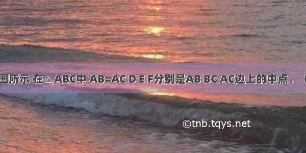 已知：如图所示 在△ABC中 AB=AC D E F分别是AB BC AC边上的中点．（1）求证：