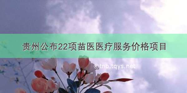 贵州公布22项苗医医疗服务价格项目