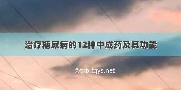 治疗糖尿病的12种中成药及其功能