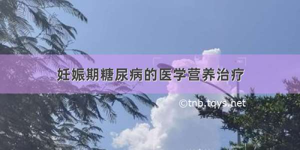 妊娠期糖尿病的医学营养治疗